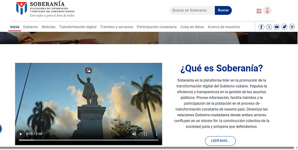 Soberanía es la plataforma líder en la promoción de la transformación digital del Gobierno cubano. Soberanía es la plataforma líder en la promoción de la transformación digital del Gobierno cubano.